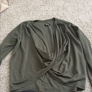 ZYIA Olive Long Sleeve Drape Top